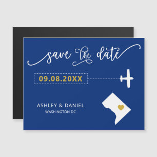 Invitation Magnétique Washington DC Wedding Save the Date Card, Map