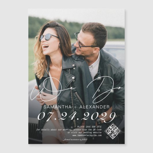 Invitation Magnétique We Do 1 Photo Modern Scribble Script Enregistrer l (Devant)