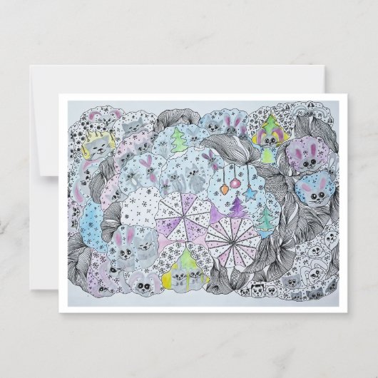 Invitation Magnétique Whimsical Winter Forest Magical Creatures (Recto)