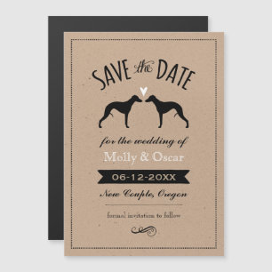Invitation Magnétique Whippet Silhouettes Mariage Enregistrer la date