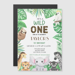 Invitation Magnétique Wild One Neutral Celebration - Safari Adventure!