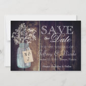 Invitation Magnétique Wood Rustic Country Barne Mariage Date de sauvegar (Recto)