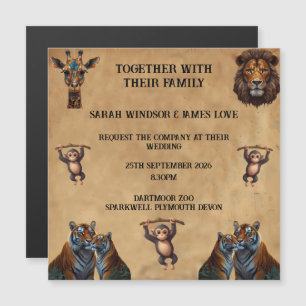 Invitation Magnétique Zoo Mariage amusant