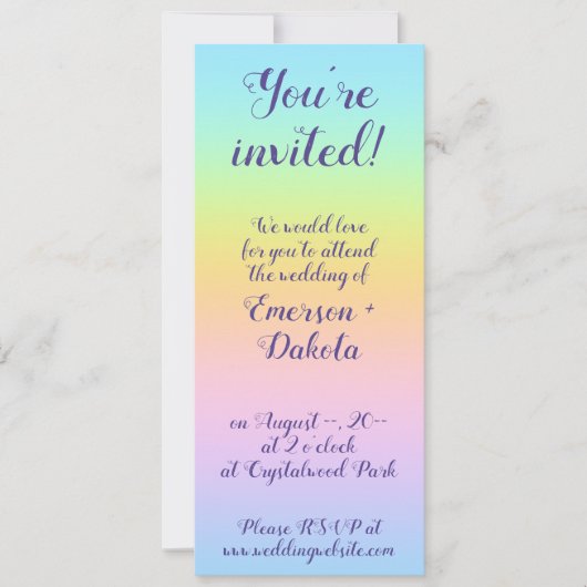 Invitation Magnificent Pastel Rainbow Wedding (Devant)