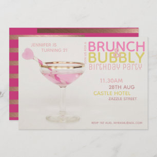 Invitation Magnifique 21e BRUNCH BUBBLY Cocktail ROSE OR