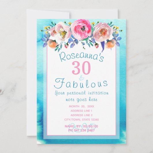 Invitation Magnifique 30 et fabuleux floral (Devant)