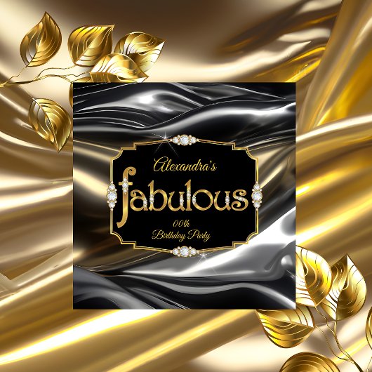 Invitation Magnifique Anniversaire Diamants Or Argent Noir