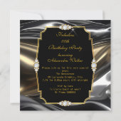 Invitation Magnifique Anniversaire Diamants Or Argent Noir (Dos)