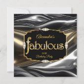 Invitation Magnifique Anniversaire Diamants Or Argent Noir (Devant)