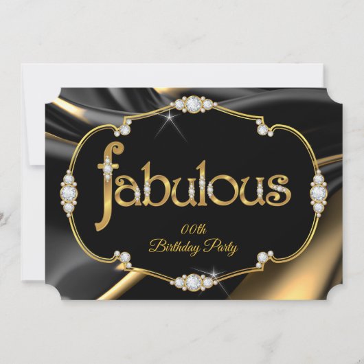 Invitation Magnifique Anniversaire Diamants Or Noir (Devant)