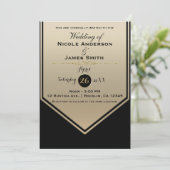 Invitation Magnifique Black & Gold Shine Classy Mariage (Debout devant)