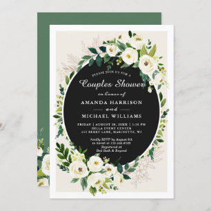 Invitation Magnifique Blanc Vert Floral Mariage Couples Douch