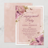 Invitation Magnifique Blush Floral Engagement Party (Devant / Derrière)