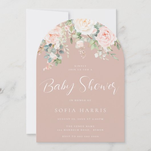 Invitation Magnifique Blush & Ivory Botanical Baby shower (Devant)