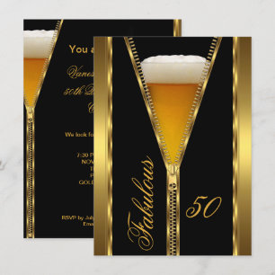 Invitation Magnifique boisson à la bière dorée avec fermeture