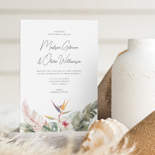 Invitation Magnifique Botanique Tropicale Destination Mariage