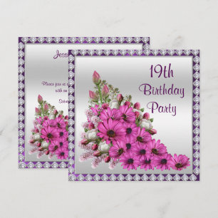 Invitation Magnifique Bouquet de Lilas & Diamants 19ème Anniv