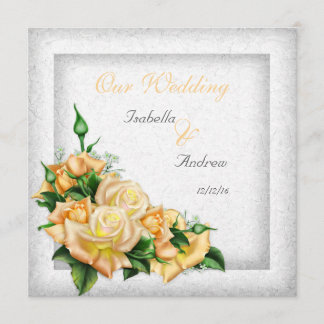 Invitation Magnifique bouquet de roses jaunes pour mariage