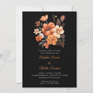Invitation Magnifique Bouquet Floral Orange Mariage Automne N