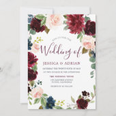Invitation Magnifique Bourgogne Red Wine Blush Wedding Invita (Devant)