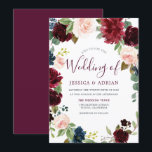 Invitation Magnifique Bourgogne Red Wine Blush Wedding Invita<br><div class="desc">Belle Bourgogne Rouge Vin Blush Wedding Invitez De Belles Fleurs Modernes parfaites pour toutes les saisons. Printemps,  été,  automne ou hiver Voir la collection correspondante à Niche et Nest Store Nous avons aussi beaucoup d'autres Invitation et collections.</div>