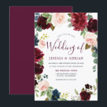 Invitation Magnifique Bourgogne Red Wine Blush Wedding Invita<br><div class="desc">Belle Bourgogne Rouge Vin Blush Wedding Invitez De Belles Fleurs Modernes parfaites pour toutes les saisons. Printemps,  été,  automne ou hiver Voir la collection correspondante à Niche et Nest Store Nous avons aussi beaucoup d'autres Invitation et collections.</div>