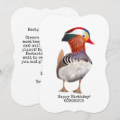 Invitation Magnifique Canard Mandarin, joyeux anniversaire (Devant / Derrière)