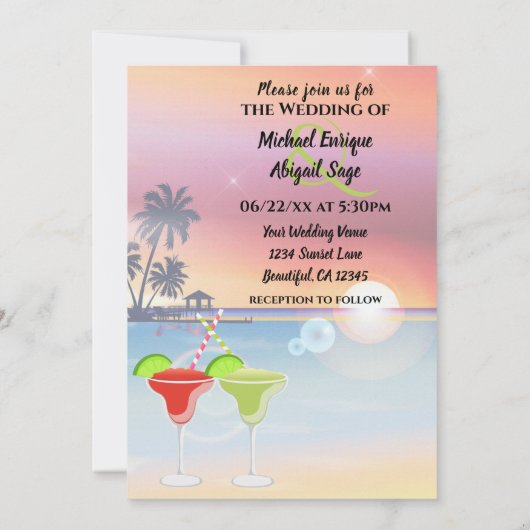 Invitation Magnifique coucher de soleil sur la plage Margarit (Dos)