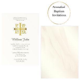 Invitation Magnifique croix orthodoxe, baptême chrétien