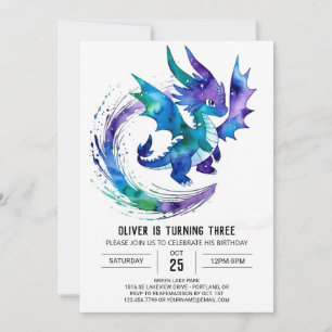 Invitation Magnifique Dragon Digital Boy Anniversaire