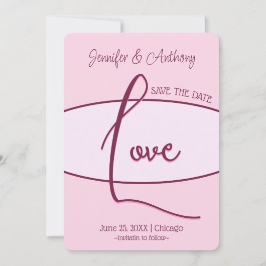 Invitation Magnifique Enregistrer La Date Rose Love Mariage (Devant)