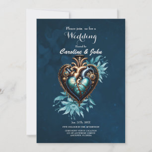 Invitation Magnifique et élégant coeur steampunk.