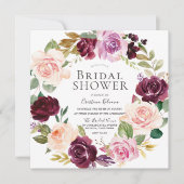 Invitation Magnifique Fête des mariées de couronne florale (Devant)