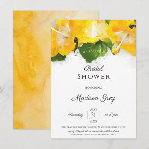 Invitation Magnifique Fleur d'Hibiscus Jaune Art Fête de Mari
