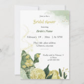 Invitation magnifique fleurs jaunes verdure douche nuptiale (Devant)