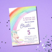 Invitation Magnifique licorne moderne unicorne arc-en-ciel 5e