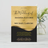 Invitation Magnifique Magnifique Or Et Noir (Debout devant)