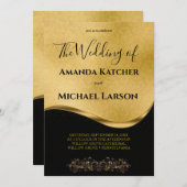 Invitation Magnifique Magnifique Or Et Noir (Devant / Derrière)