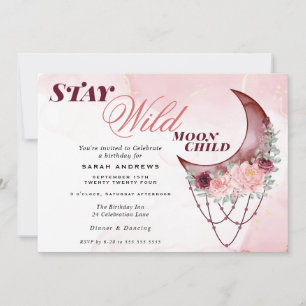 Invitation Magnifique Mandala du Croissant de Lune Rustique