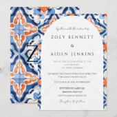 Invitation Magnifique mariage bleu clair et rouge (Devant / Derrière)