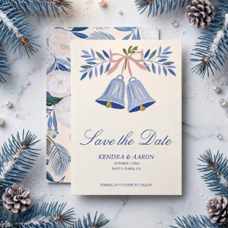 Invitation Magnifique mariage bleu de vacances Cloche Save Th