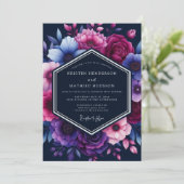 Invitation Magnifique mariage bleu marine lunatique (Debout devant)