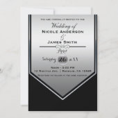 Invitation Magnifique mariage classe noir et argenté (Devant)
