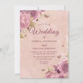 Invitation Magnifique Mariage d'aquarelle flush Blush (Devant)