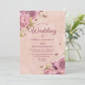 Invitation Magnifique Mariage d'aquarelle flush Blush (Debout devant)