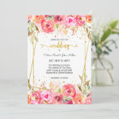 Invitation Magnifique Mariage d'aquarelle rose Enchanted (Debout devant)