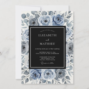Invitation Magnifique mariage d'hiver bleu poussiéreux