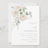 Invitation Magnifique Mariage Floral Blanc Blanc Sage & Beige (Devant)