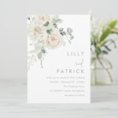Invitation Magnifique Mariage Floral Blanc Blanc Sage & Beige (Debout devant)