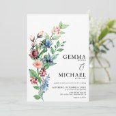 Invitation Magnifique mariage floral et verdure à l'aquarelle (Debout devant)